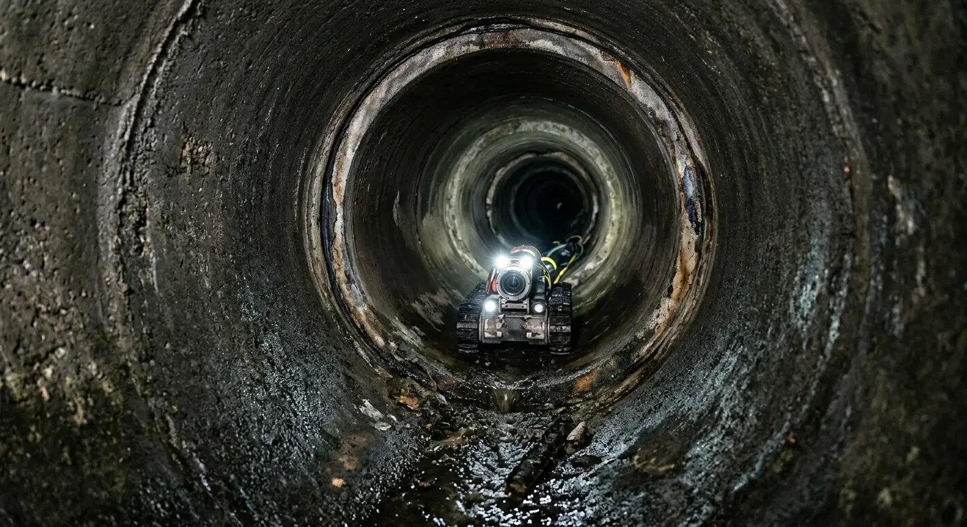 Robotic sewer camera inspecting pipe interior for Drain Snake Service in Chantilly